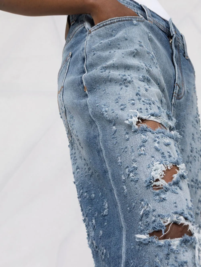 Shop Jacob Cohen Kendal Destroyed-effect Wide-leg Jeans In Blue