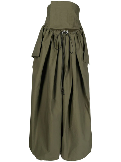 Shop A.w.a.k.e. High-waisted Wide-leg Trousers In Green