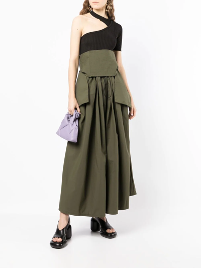 Shop A.w.a.k.e. High-waisted Wide-leg Trousers In Green