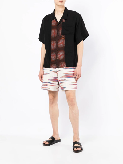 Shop Story Mfg. Peace Greetings Linen Shirt In Black