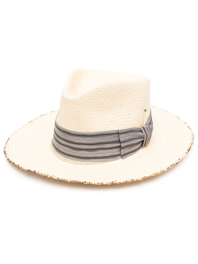 Shop Nick Fouquet Ribbon-detail Straw Hat In Neutrals