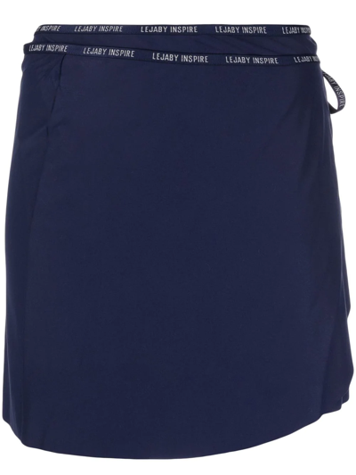 Shop Maison Lejaby Logo-waist Tie-fastening Fitted Skirt In Blue