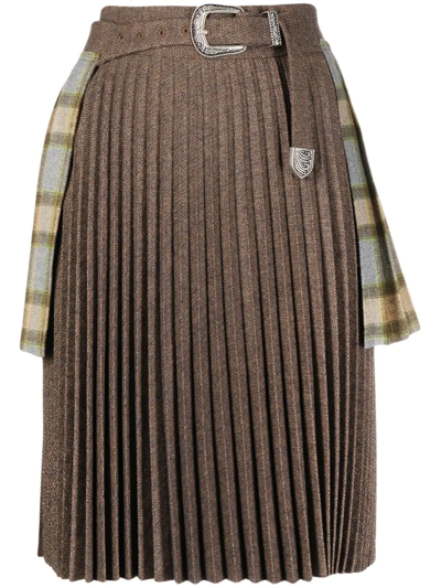 Andersson Bell 3-way Double-pleat Skirt In Grey/brown | ModeSens