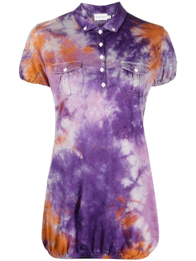 Shop Stain Shade Tie-dye Print Polo Top In Purple