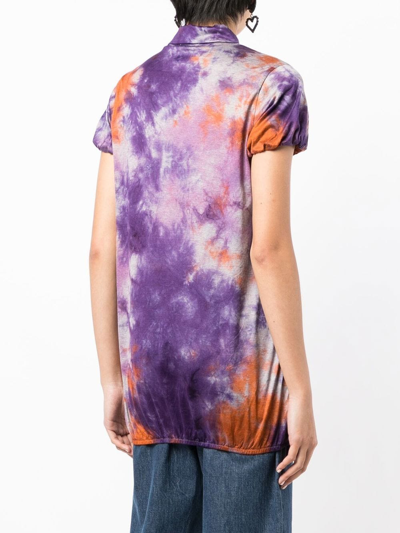 Shop Stain Shade Tie-dye Print Polo Top In Purple