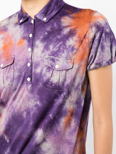 Stain Shade Tie-dye Print Polo Top In Purple