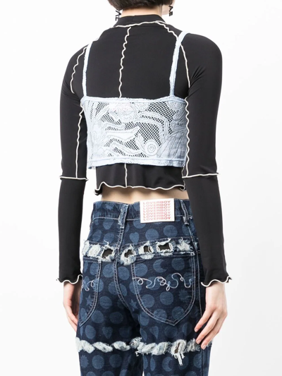 Shop Charles Jeffrey Loverboy Lace-detail Cropped Top In Blue