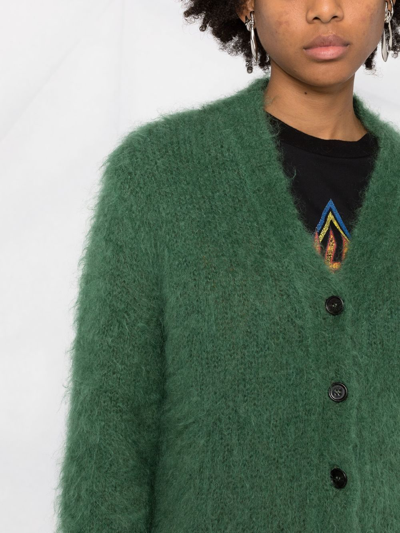 Shop Marni V-neck Buttoned Cardigan In Green