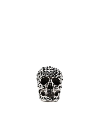 Shop Alexander Mcqueen Skull Charm Earring In Silver