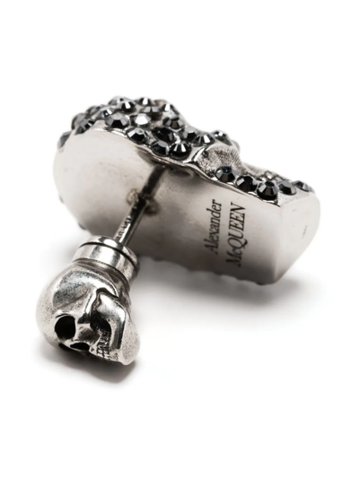 Shop Alexander Mcqueen Skull Charm Earring In Silver