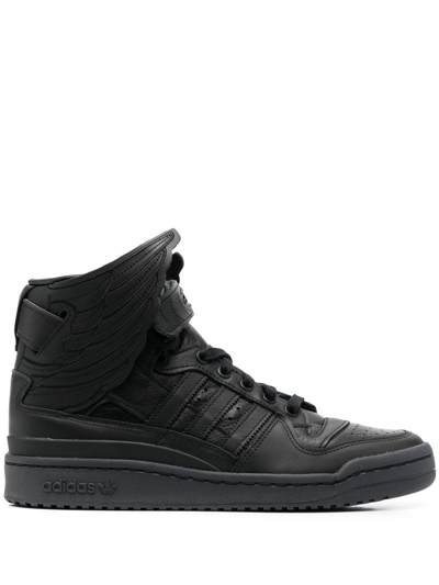 Shop Adidas Originals Wing-design High-top Sneakers In Black