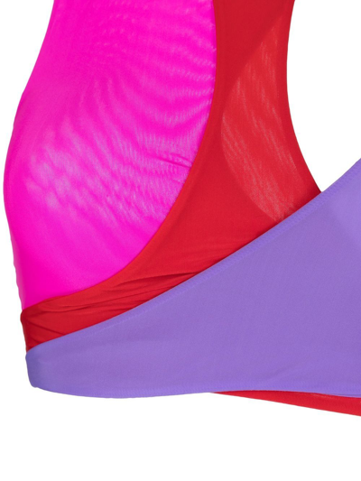 Shop Attico Asymmetric Layered Bikini In Purple