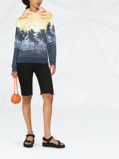 Shop Rabanne Sunset-print Logo Hoodie In Blue