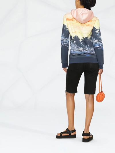 Rabanne Printed Organic Cotton-jersey Hoodie In Blue
