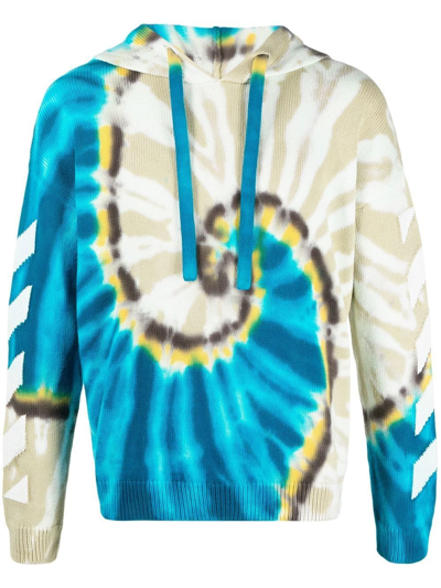 Shop Off-white Arrows-motif Tie-dye Hoodie In Neutrals