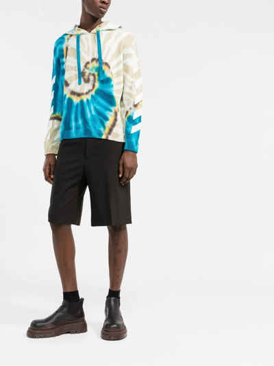 Shop Off-white Arrows-motif Tie-dye Hoodie In Neutrals