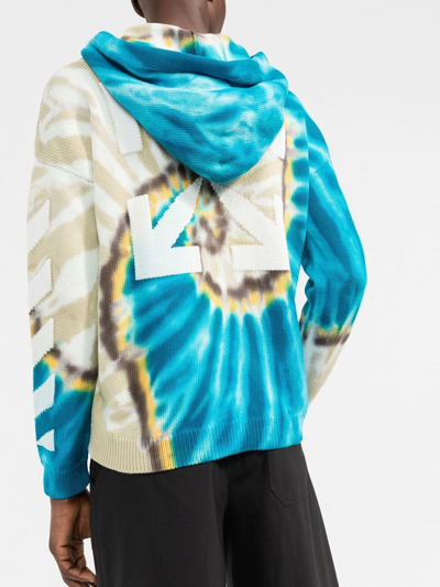 Shop Off-white Arrows-motif Tie-dye Hoodie In Neutrals