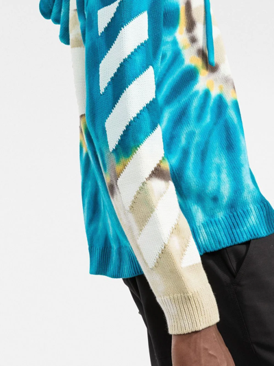 Shop Off-white Arrows-motif Tie-dye Hoodie In Neutrals