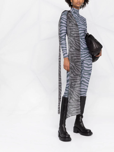 Atu Body Couture Liquorice Bow-detail Jumpsuit In Grey