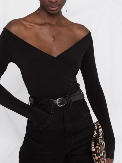 Shop Atu Body Couture Off-shoulder V-neck Body In Black