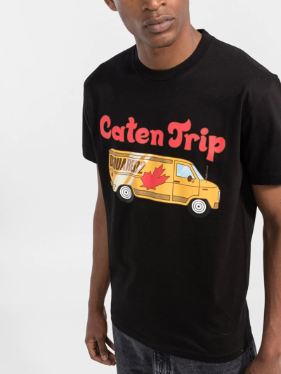 Shop Dsquared2 Caten Trip Graphic T-shirt In Black