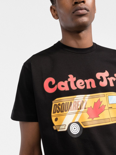 Dsquared2 Black Caten Trip T-shirt In Black