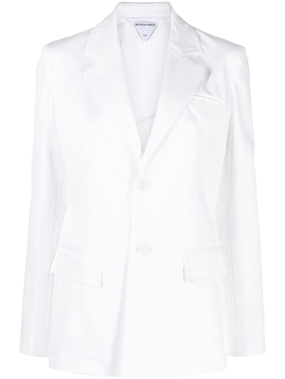 Shop Bottega Veneta Single-breasted Cotton Blazer In White
