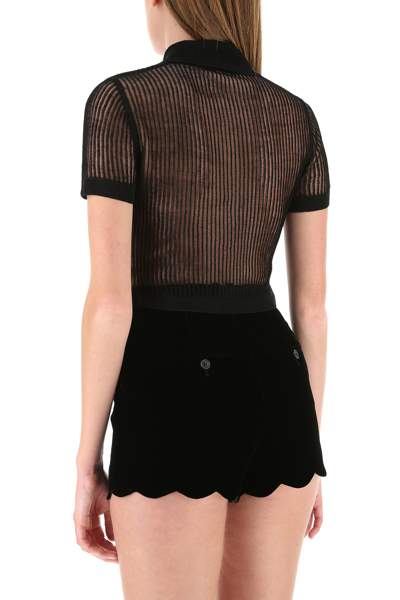 Shop Saint Laurent Black Linen Blend Polo Shirt  Black  Donna Xs