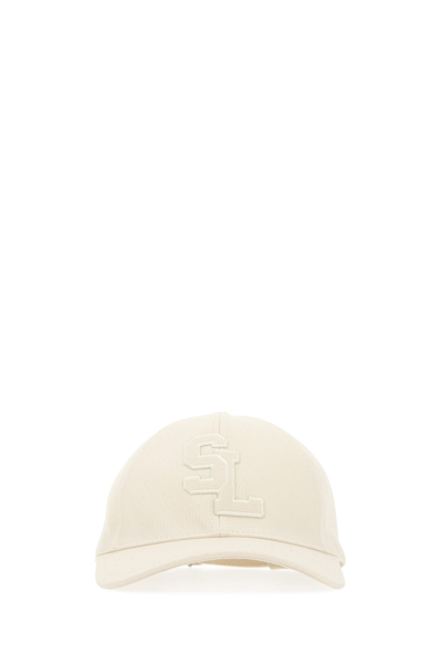 Shop Saint Laurent Melange Ivory Cotton Blend Baseball Cap White  Donna 57