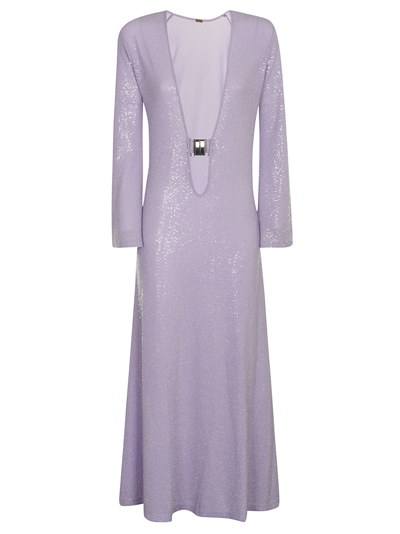 Shop Dodo Bar Or V-neck Long Glittery Dress In Light Purple
