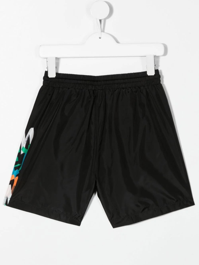 Shop Stella Mccartney Kids Kids Shorts With Scrawled Logo Print In Black