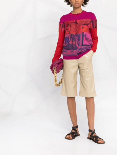Ferragamo Heritage-print Panelled Cardigan In 粉色