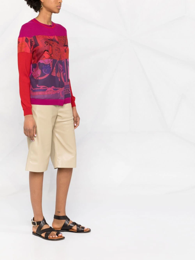 Ferragamo Heritage-print Panelled Cardigan In 粉色