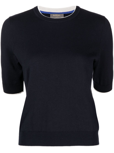 Shop N•peal Fine Knit Cotton-cashmere Top In Black