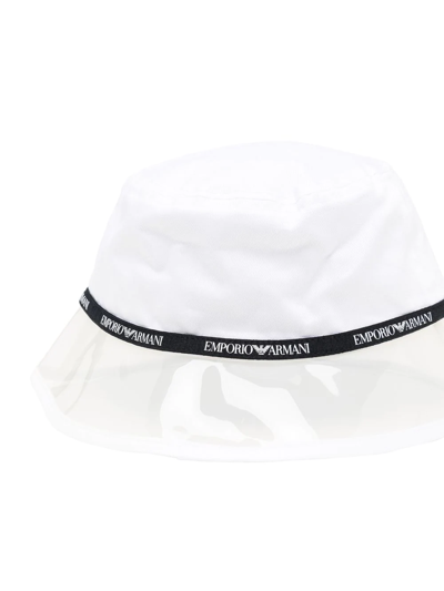 Shop Emporio Armani Logo-trim Bucket Hat In 白色