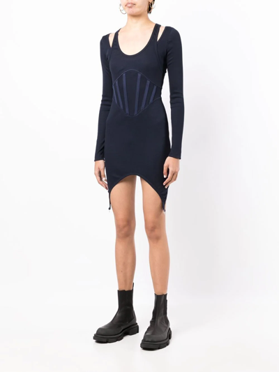 Shop Dion Lee Fin Corset Dress In 蓝色