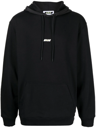 Shop Msgm Logo-print Pullover Hoodie In 黑色