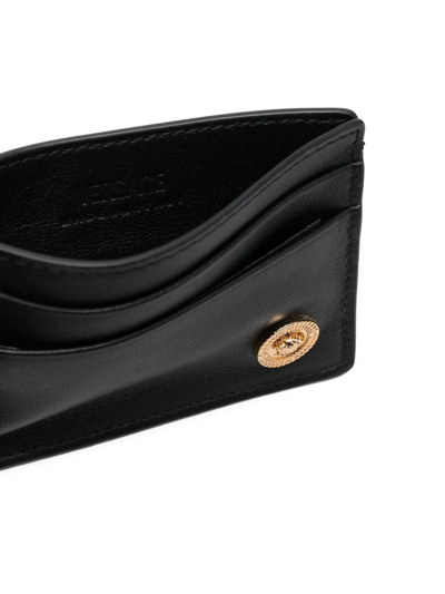 Versace Engraved-logo Plaque Cardholder In Black