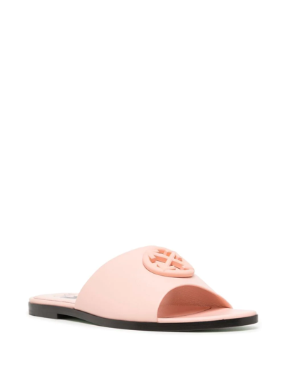 Shop Off-white Arrow Plaque Flat Sandals In 粉色