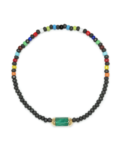 Shop Luis Morais Hexagon Malachite Bolt Beaded Bracelet In Multicolour