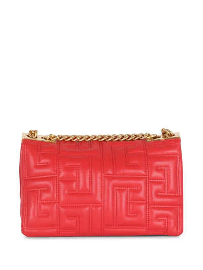 Balmain 1945 Soft Small Bag In Quilted Leather In Red