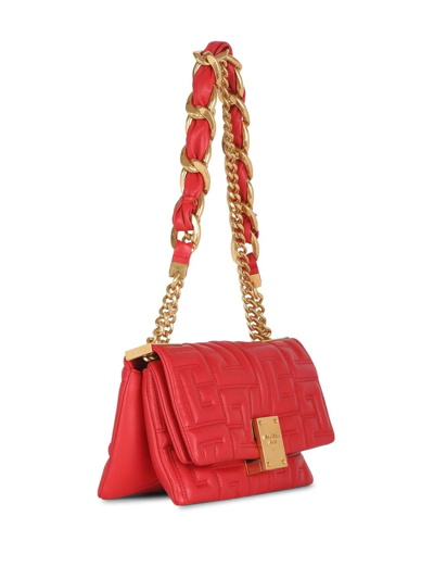 Shop Balmain Small 1945 Soft Quilted Crossbody Bag In Red