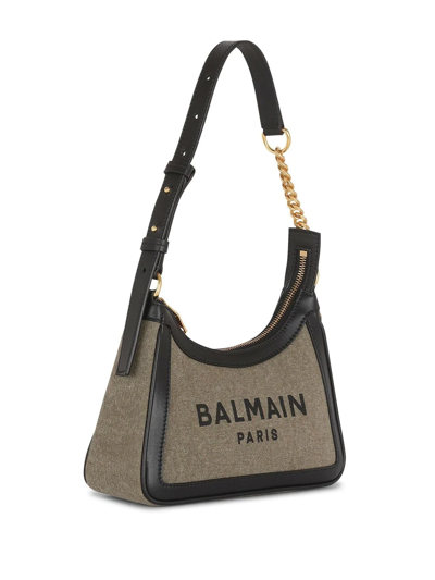 Shop Balmain Small Logo-print Shoulder Bag In Grey