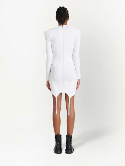 Balmain Distressed-effect Knitted Jacket In White