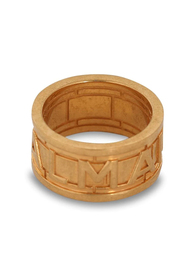 Balmain Logo-debossed Hammered Ring In Gold