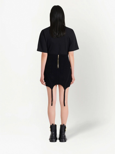 Shop Balmain Lace-up Detailed Knit Skirt In Black