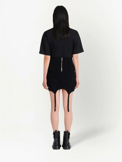 Balmain Eyelet Detail Lace Up Knitted Garter Skirt In Black