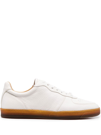 Shop Brunello Cucinelli Pebbled Low-top Sneakers In White