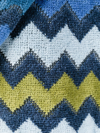 Shop Missoni Warner Zigzag-pattern Bathrobe In Blue