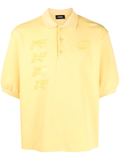 Shop We11 Done Logo-print Short-sleeve Polo Shirt In Yellow